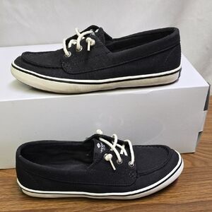 Sperry Size 8 Womens Black Canvas Boat Shoes